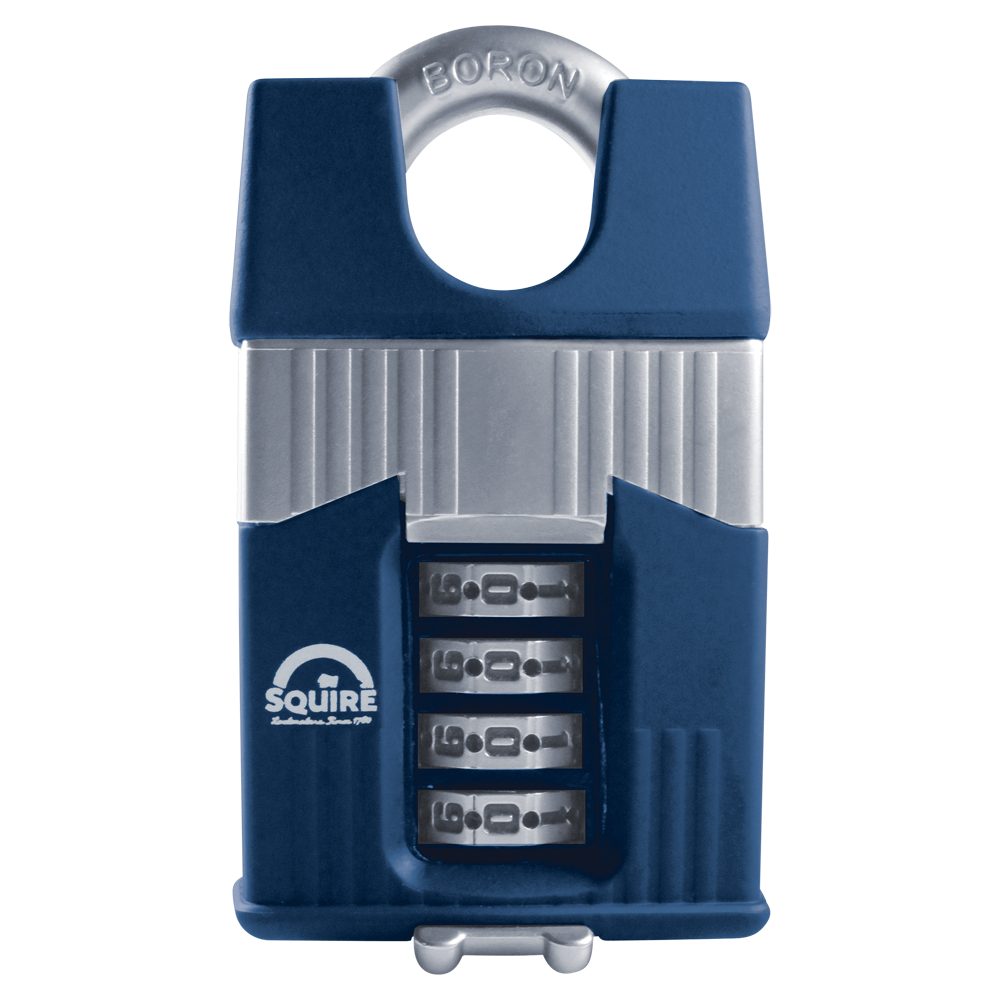 SQUIRE Warrior Closed Shackle Combination Padlock - L32425 - Blue &amp;amp; Silver - Warrior Combi 55CS BX