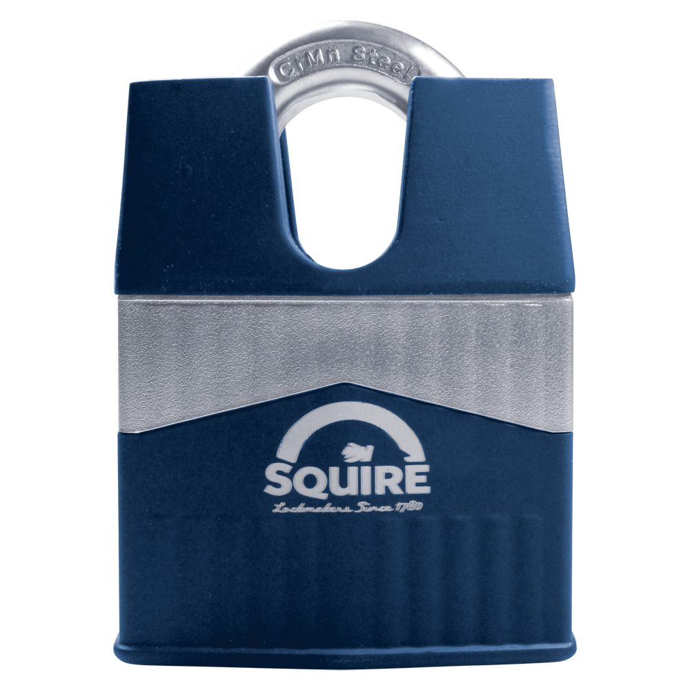 SQUIRE Warrior Closed Shackle Padlock Key Locking - L27205 - Blue &amp;amp; Silver - WARRIOR 65CS