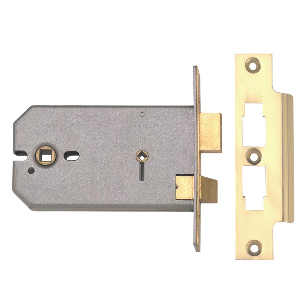 UNION 2026 Horizontal Mortice Bathroom Lock - 10411 - Polished Lacquered Brass - 2026