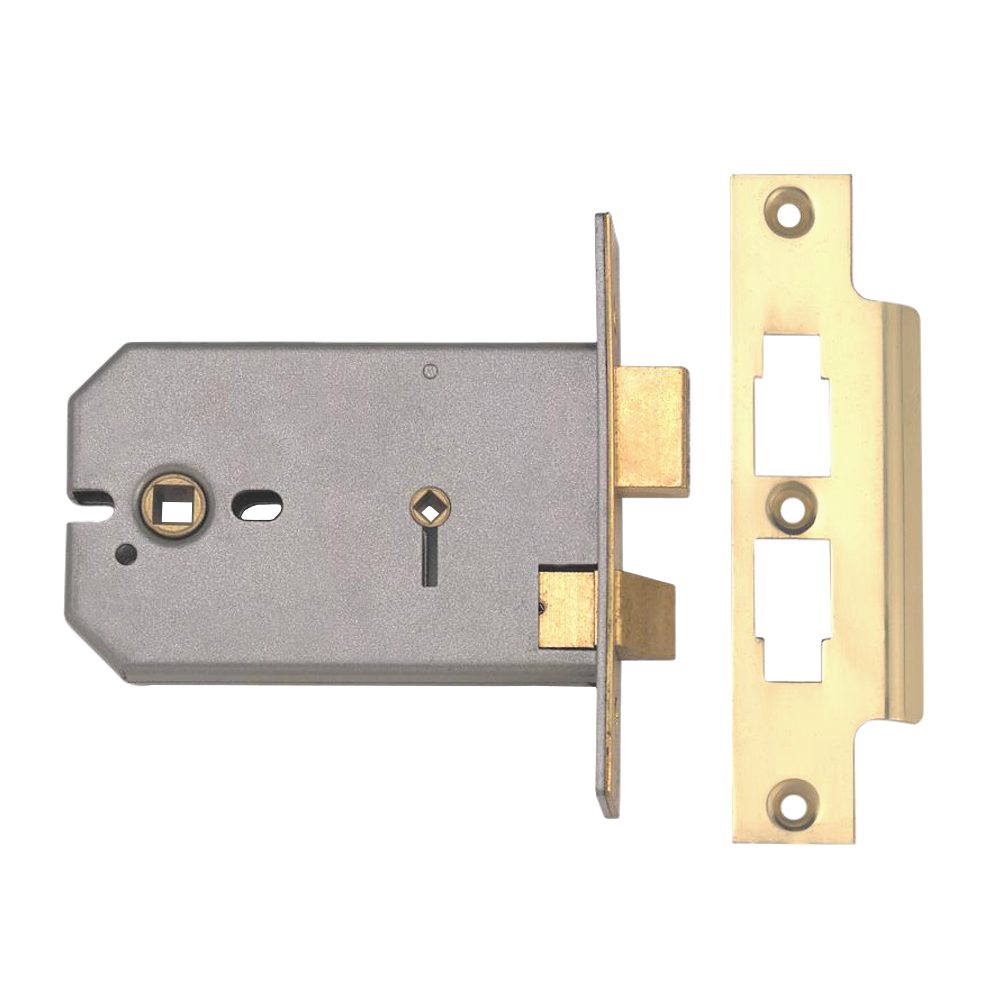 UNION 2026 Horizontal Mortice Bathroom Lock - L8502 - Polished Lacquered Brass - 2026