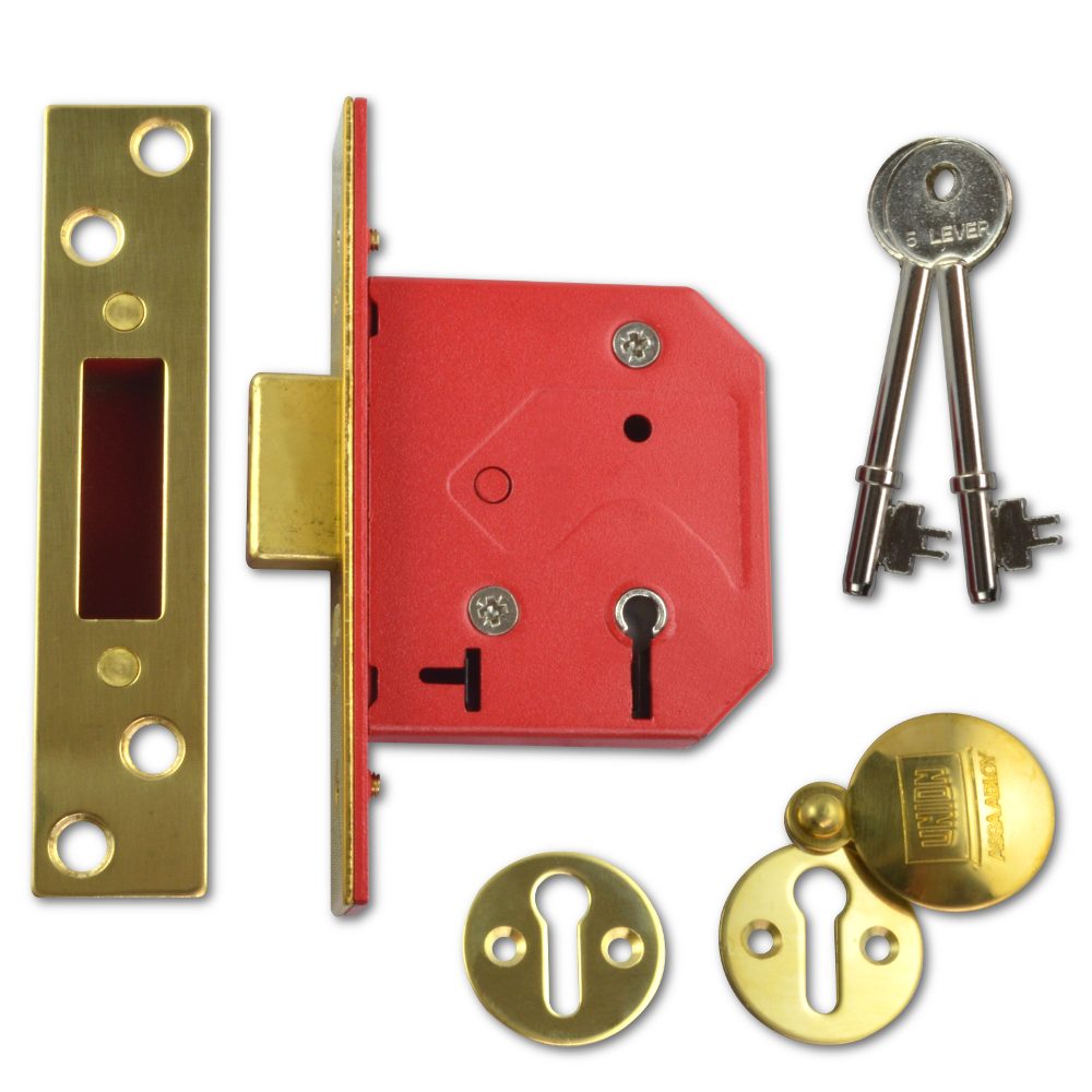 UNION 2101 5 Lever Deadlock - 7687 - Polished Lacquered Brass - 2101