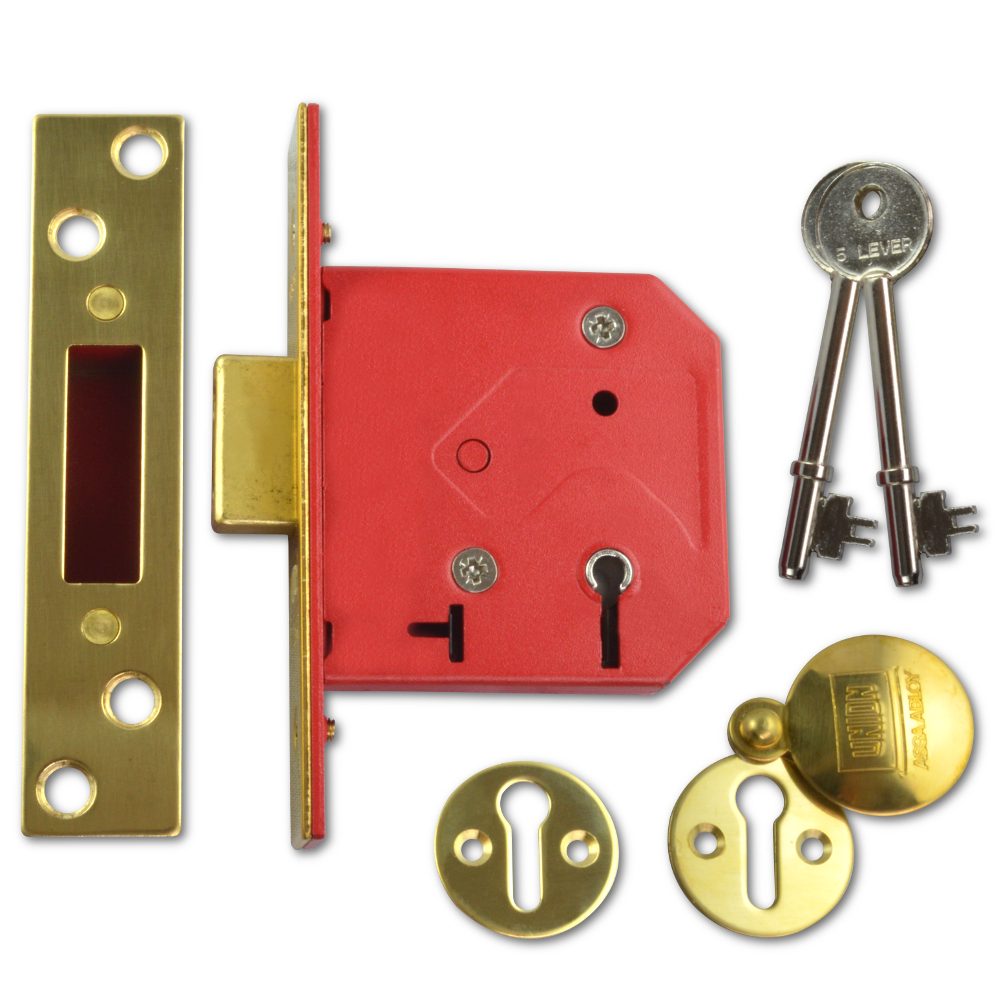 UNION 2101 5 Lever Deadlock - 9987 - Polished Lacquered Brass - 2101