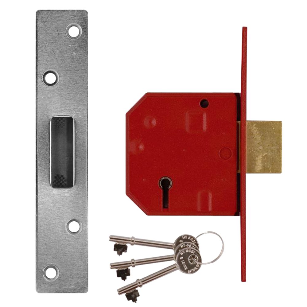 UNION 2134E BS 5 Lever Deadlock - L12476 - Satin Chrome - 2134E