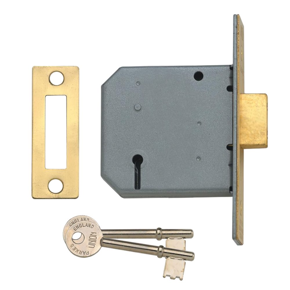 UNION 2177 3 Lever Deadlock - 2349 - Polished Lacquered Brass - DY2177