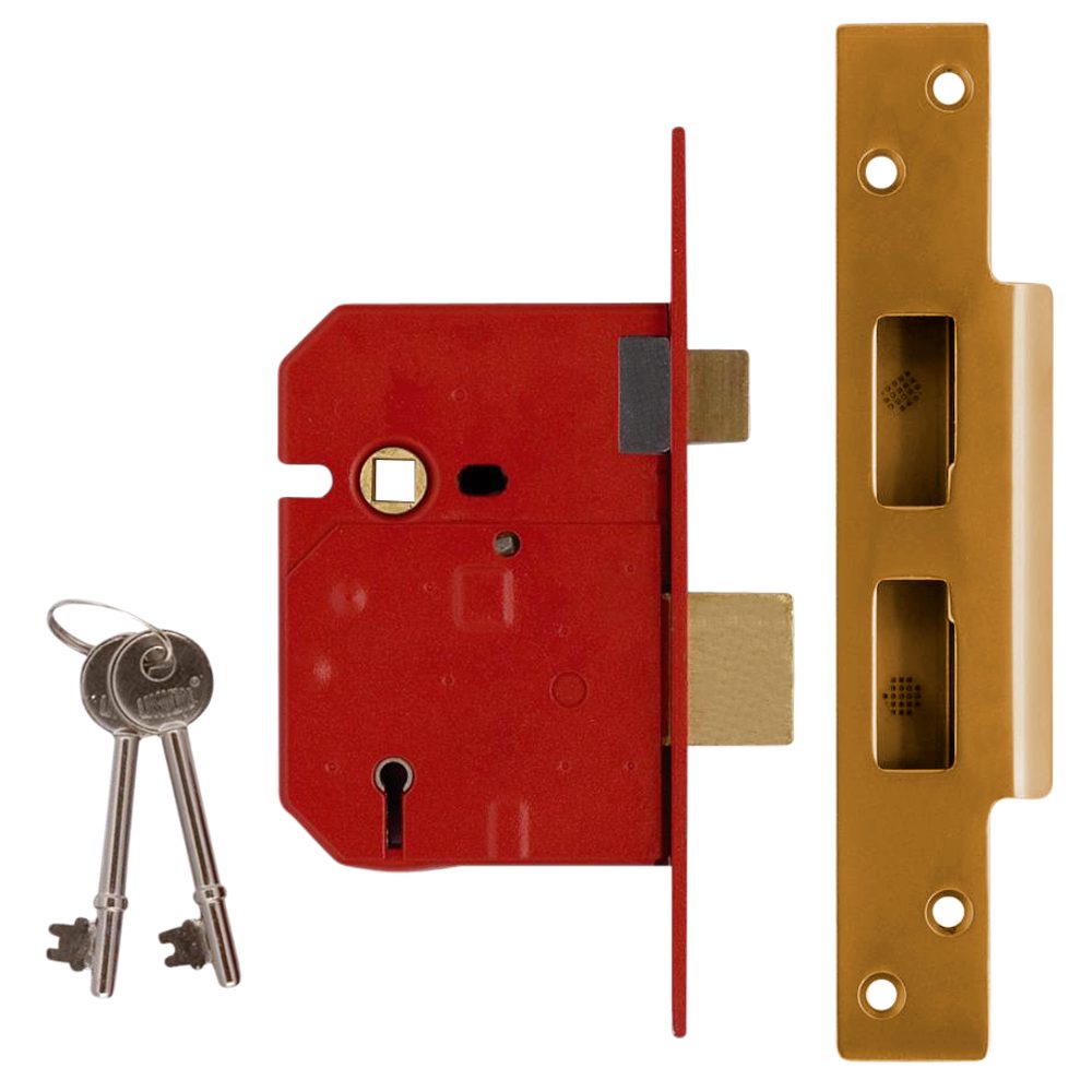 UNION 2234 5 Lever Sashlock - L8696 - Polished Lacquered Brass - 2234