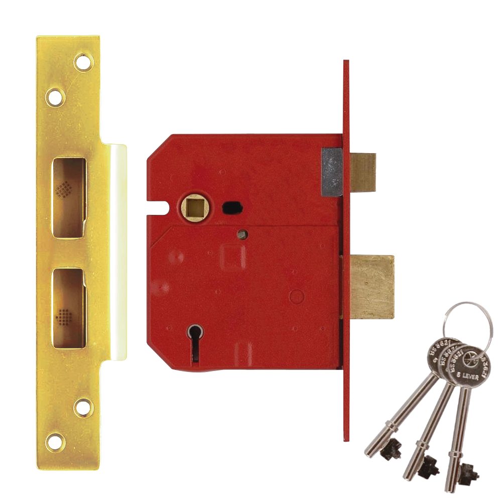 UNION 2234E BS 5 Lever Sashlock - L12469 - Polished Lacquered Brass - Y2234E