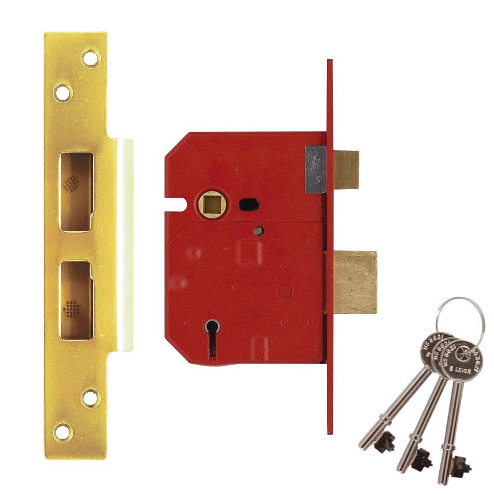 UNION 2234E BS 5 Lever Sashlock - L12484 - Polished Lacquered Brass - 2234E