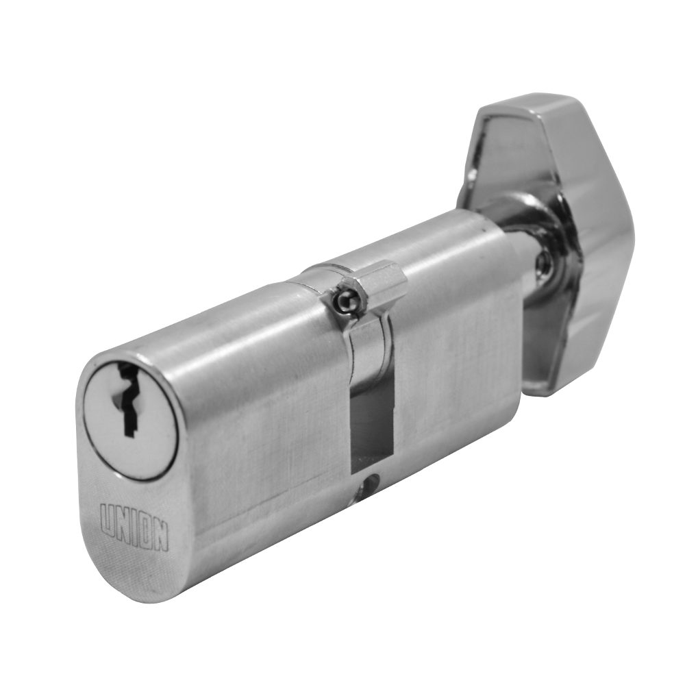 UNION 2X13 Oval Key &amp; Turn Cylinder - 3216 - 32.5/T32.5 - Satin Chrome - 2X13