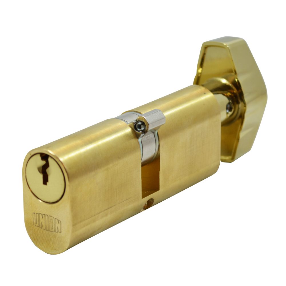 UNION 2X13 Oval Key &amp; Turn Cylinder - L423 - 37/T37 - Polished Lacquered Brass - 2X13
