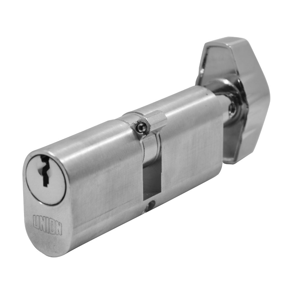 UNION 2X13 Oval Key &amp; Turn Cylinder - 3203 - 37/T37 - Satin Chrome - 2X13