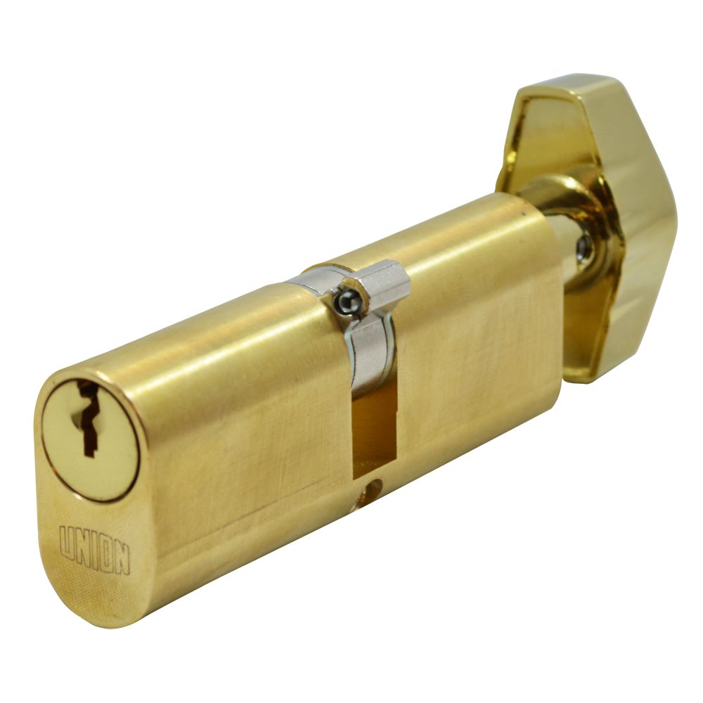UNION 2X13 Oval Key &amp; Turn Cylinder - L11713 - 42.5/T42.5 - Polished Lacquered Brass - X13