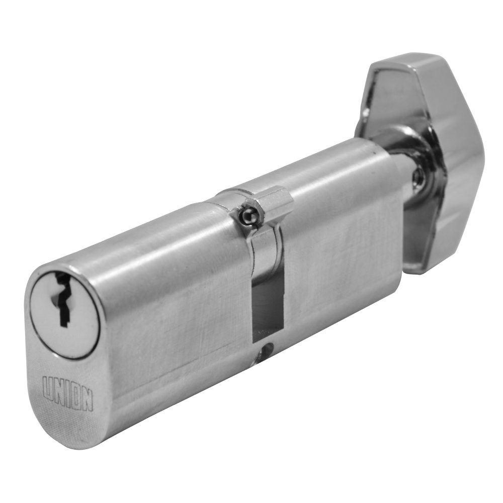 UNION 2X13 Oval Key &amp; Turn Cylinder - L1410 - 42.5/T42.5 - Satin Chrome - 2X13