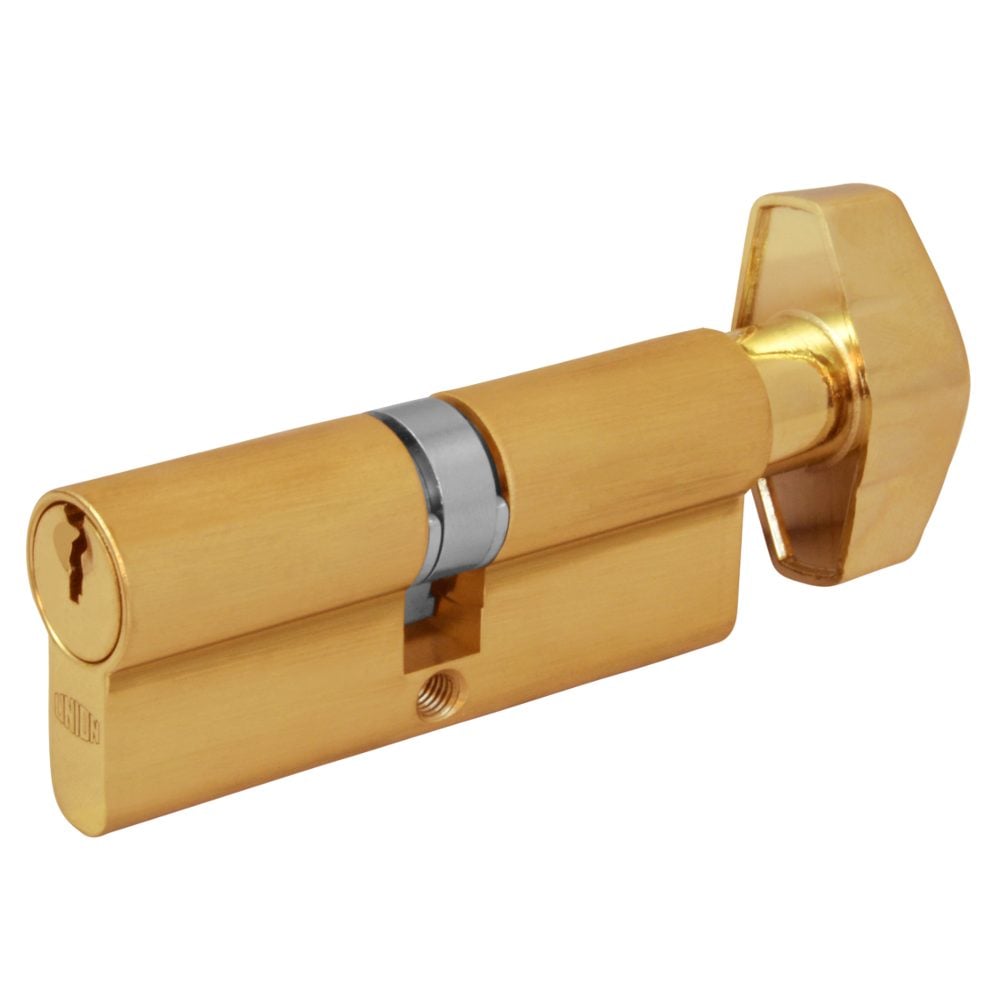 UNION 2X19 Euro Key &amp; Turn Cylinder - L8505 - 37/T37 - Polished Lacquered Brass - 2X19