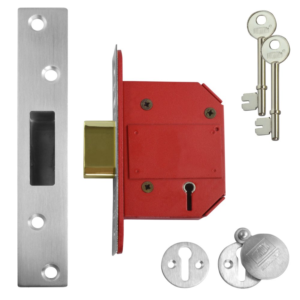UNION J2100S StrongBOLT BS 5 Lever Deadlock - L18738 - Satin Chrome - Y2100S SC 63MM