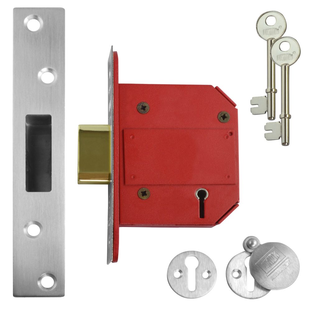 UNION J2100S StrongBOLT BS 5 Lever Deadlock - L18740 - Satin Chrome - Y2100S SC 75MM