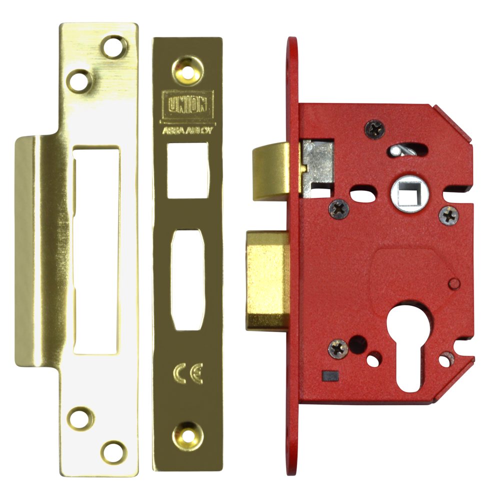UNION JL22EUS StrongBOLT Euro Sashcase - L19774 - Polished Brass - JL22EUS-PB-2.5