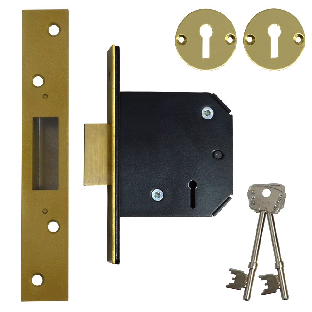WILLENHALL LOCKS M1 5 Lever Deadlock - 10156 - Polished Brass - AS M1
