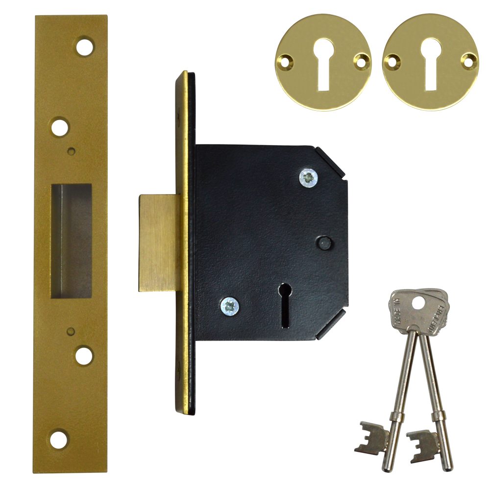 WILLENHALL LOCKS M1 5 Lever Deadlock - 4833 - Polished Brass - AS M1