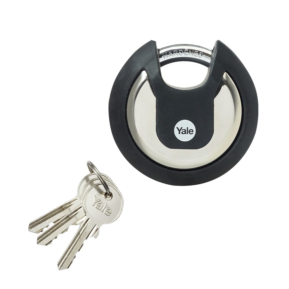 YALE Y130B Maximum Security Stainless Steel Discus Padlock With Cover